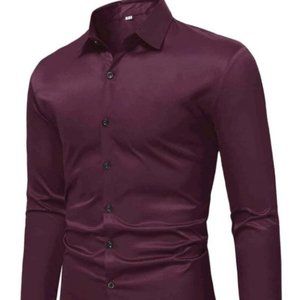 Maroon Mens Button Up Shirt